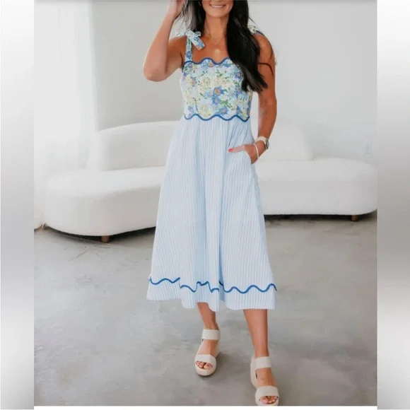 Impressions French Countryside Stripe Midi Dress - Picture 1 of 11